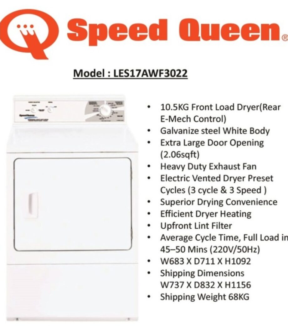 Speed Queen Dryer LSE17AWF3022 third