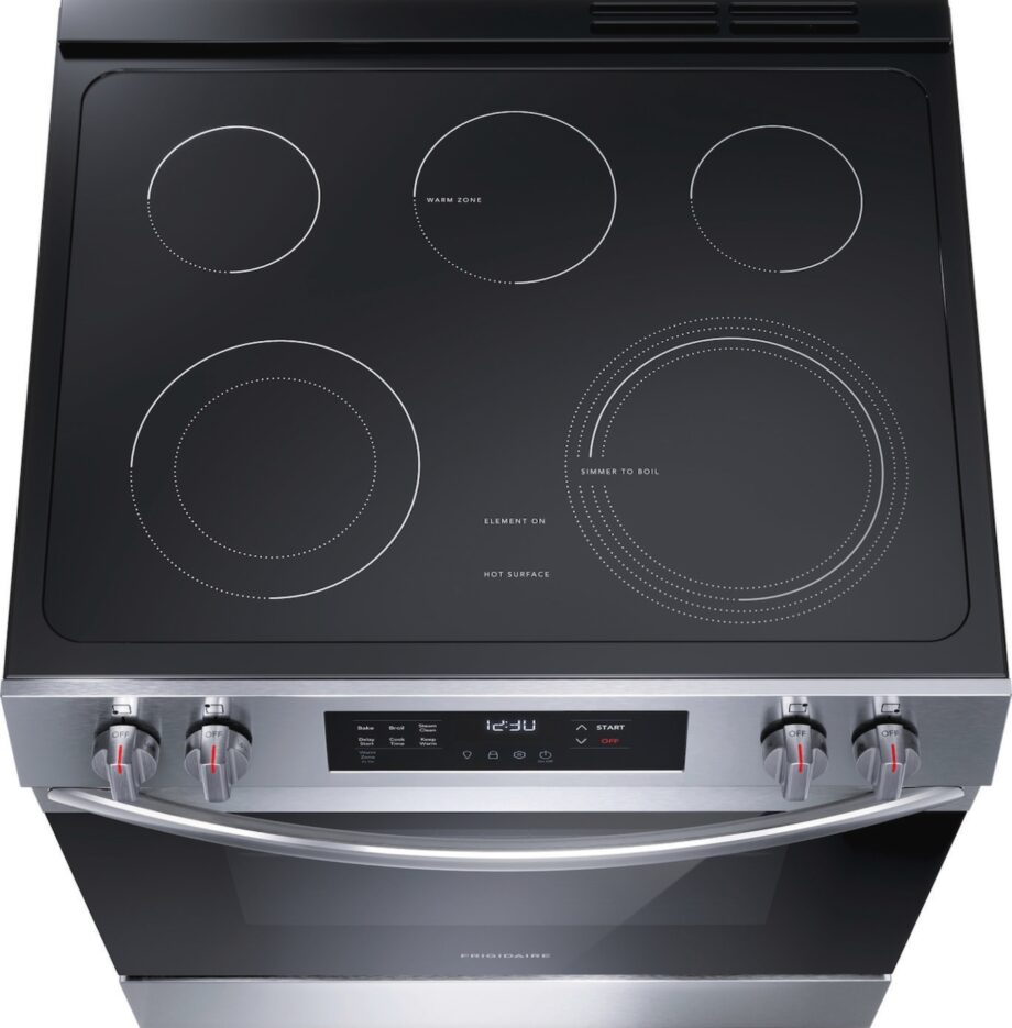 Frigidaire 30 Front Control Electric Range with Steam Clean FCFE3062AS Top