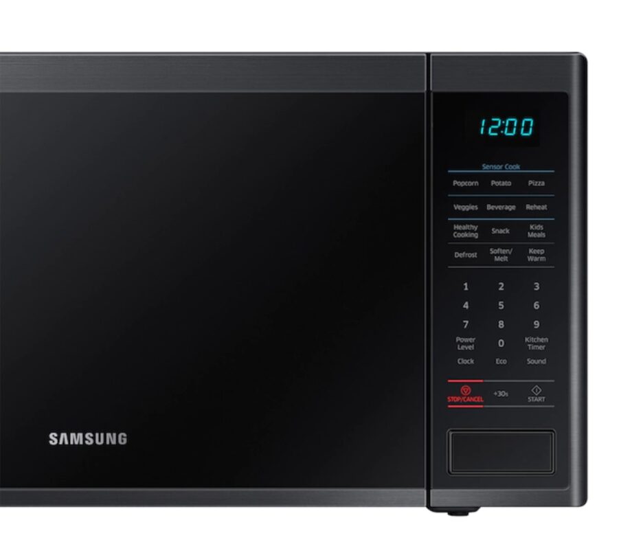 Samsung 1.4 cu. ft. Countertop Microwave in Black Stainless Steel MS14K6000AG Side View