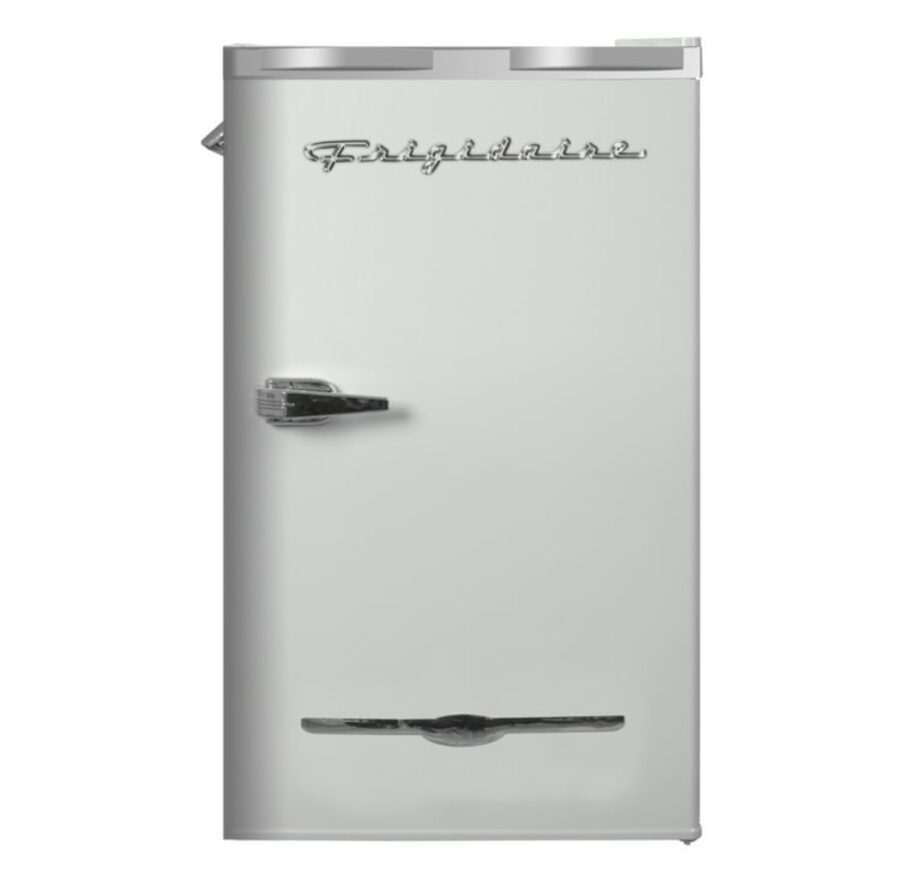 The Frigidaire 3.2 cu. ft. retro design refrigerator with built-in side bottle Front
